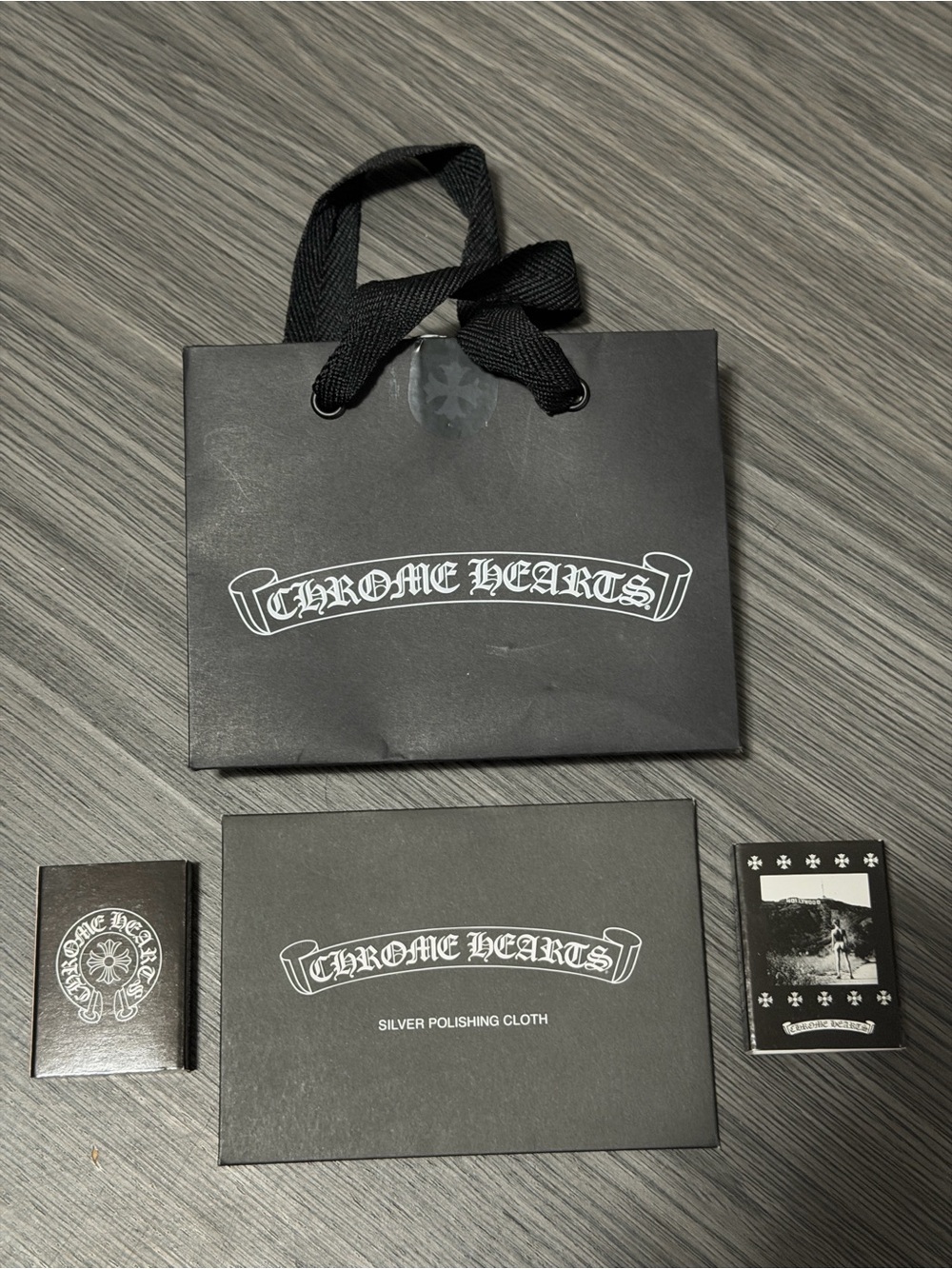 Chrome hearts bag/polishing cloth/matches